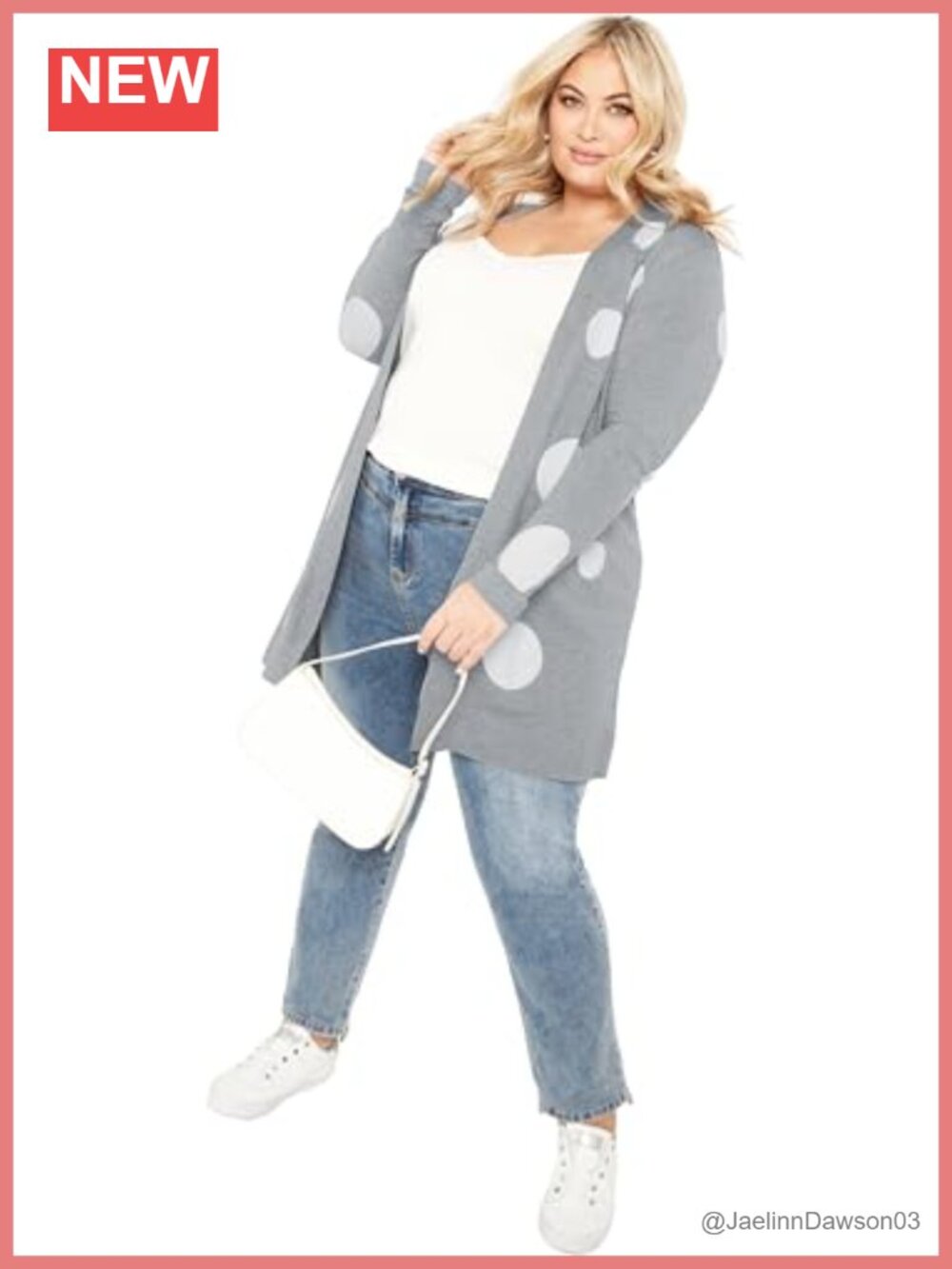 Plus Size Open Front Spot Cardigan Relaxed Fit Light Layering